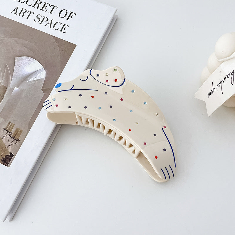 Wholesale Autumn/Winter Cute Puppy Shaped Color Diamond Acetate Hair Clip